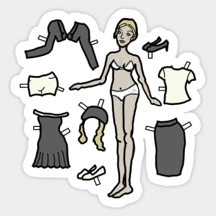 Paper Doll Pieces - Black and White and Blonde Sticker